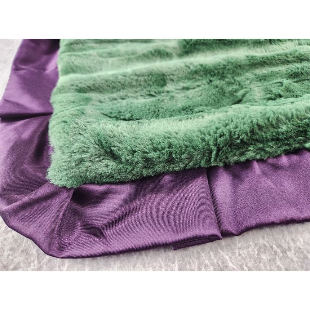 Minky Couture Ultra Plush‎ Mini Baby Security Blanket Purple Satin Trim 20"x12" - Picture 6 of 7